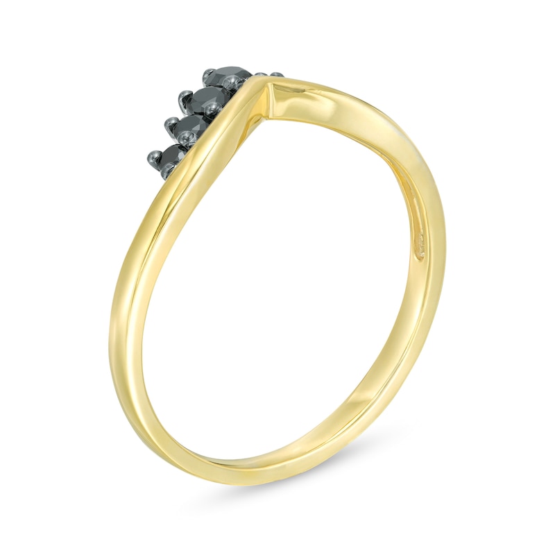 0.23 CT. T.W. Black Diamond Chevron Ring in 10K Gold|Peoples Jewellers