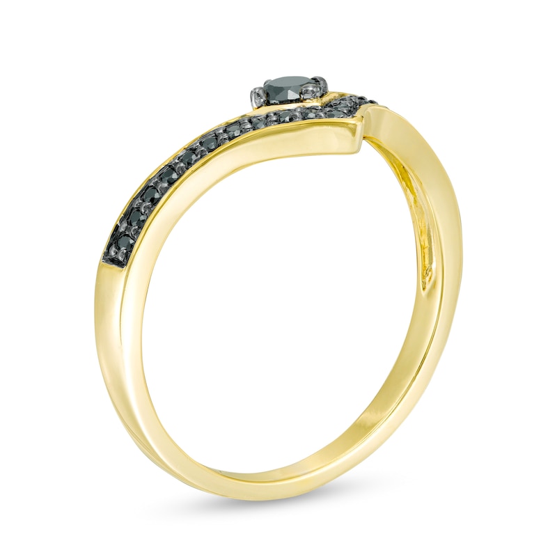 0.18 CT. T.W. Black Diamond Chevron Ring in 10K Gold|Peoples Jewellers