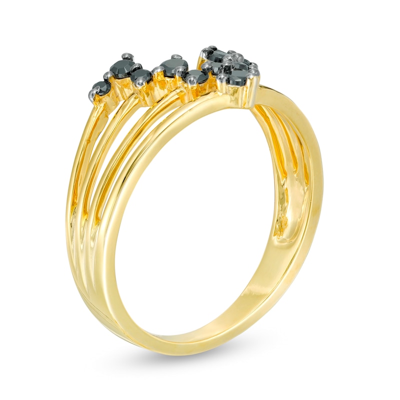0.23 CT. T.W. Black Diamond Multi-Row "V" Split Shank Ring in 10K Gold|Peoples Jewellers