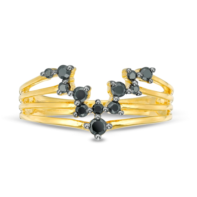 0.23 CT. T.W. Black Diamond Multi-Row "V" Split Shank Ring in 10K Gold|Peoples Jewellers