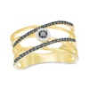 0.29 CT. T.W. Enhanced Black and White Diamond Frame Orbit Ring in 10K Gold