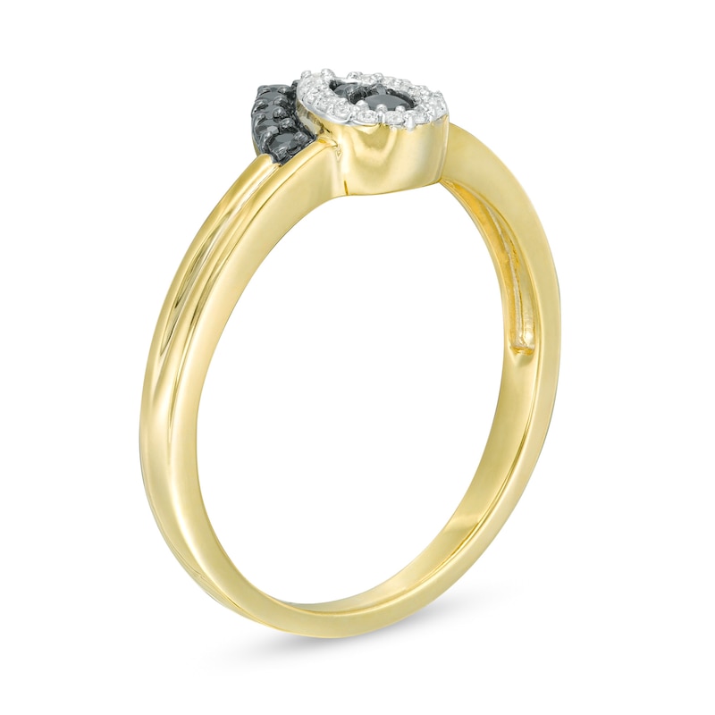 0.23 CT. T.W. Enhanced Black and White Diamond Teardrop Frame Ring in 10K Gold