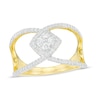 0.29 CT. T.W. Quad Diamond Geometric Open Crossover Ring in 10K Gold