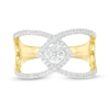 0.29 CT. T.W. Quad Diamond Geometric Open Crossover Ring in 10K Gold