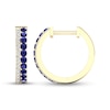 Thumbnail Image 0 of Blue Sapphire and 0.10 CT. T.W. Diamond Double Row Hoop Earrings in 10K Gold