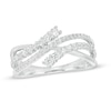 0.37 CT. T.W. Diamond Wave Crossover Ring in 10K White Gold