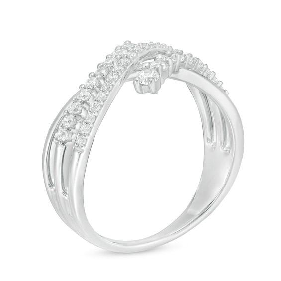 0.37 CT. T.W. Diamond Wave Crossover Ring in 10K White Gold