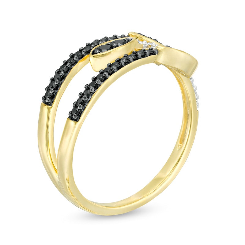 0.29 CT. T.W. Enhanced Black and White Diamond Marquise Multi Wrap Ring in 10K Gold