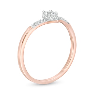 0.18 CT. T.W. Diamond Chevron Promise Ring in 10K Rose Gold