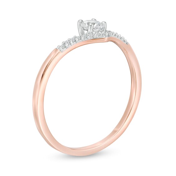 0.18 CT. T.W. Diamond Chevron Promise Ring in 10K Rose Gold