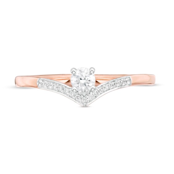 0.18 CT. T.W. Diamond Chevron Promise Ring in 10K Rose Gold