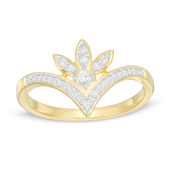 0.147 CT. T.W. Diamond Chevron Marquise Ring in 10K Gold