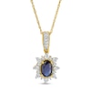 Thumbnail Image 1 of Oval Blue Sapphire and 0.08 CT. T.W. Diamond Sun Frame Vintage-Style Pendant in 10K Gold