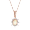 Thumbnail Image 1 of Oval Opal and 0.08 CT. T.W. Diamond Sun Frame Vintage-Style Pendant in 10K Rose Gold