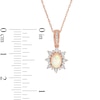 Thumbnail Image 3 of Oval Opal and 0.08 CT. T.W. Diamond Sun Frame Vintage-Style Pendant in 10K Rose Gold