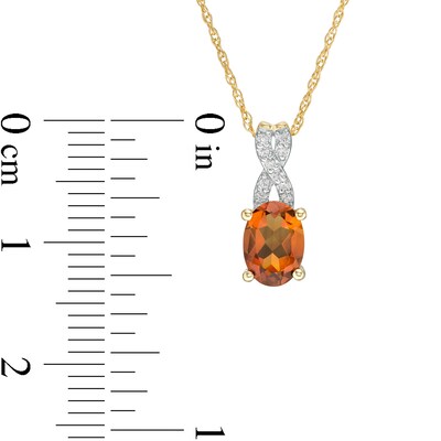 Oval Madeira Citrine and 0.04 CT. T.W. Diamond "X" Drop Pendant in 10K Gold