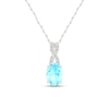 Thumbnail Image 0 of Oval Aquamarine and 0.04 CT. T.W. Diamond "X" Drop Pendant in 10K White Gold