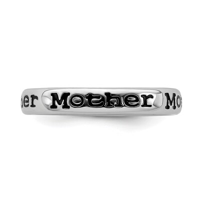 Stackable Expressions™ 3.5mm Black Enamel "Mother" Ring in Sterling Silver