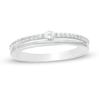 0.18 CT. T.W. Oval Diamond Double Row Anniversary Band in 14K White Gold