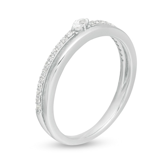 0.18 CT. T.W. Oval Diamond Double Row Anniversary Band in 14K White Gold