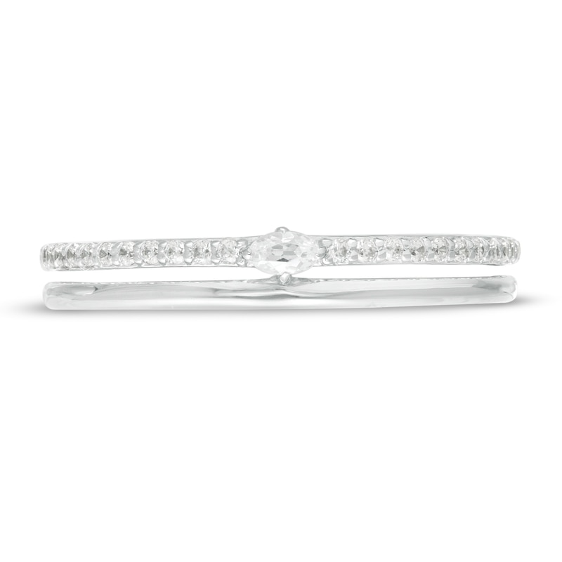 0.18 CT. T.W. Oval Diamond Double Row Anniversary Band in 14K White Gold