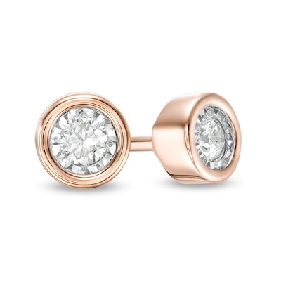 0.10 CT. T.W. Diamond Solitaire Stud Earrings in 10K Rose Gold