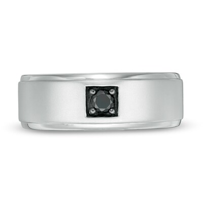 Men's 0.23 CT. Black Diamond Solitaire Band in 10K White Gold