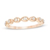 Thumbnail Image 1 of 0.06 CT. T.W. Diamond Five Stone Sideways Teardrop Frame Wedding Band in 10K Rose Gold