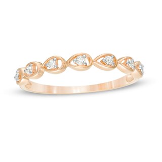 0.06 CT. T.W. Diamond Five Stone Sideways Teardrop Frame Wedding Band in 10K Rose Gold