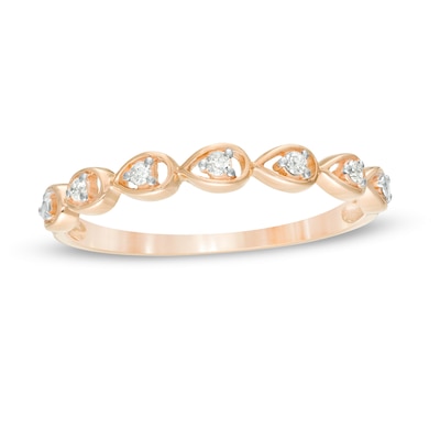 0.06 CT. T.W. Diamond Five Stone Sideways Teardrop Frame Wedding Band in 10K Rose Gold