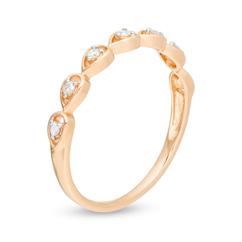 0.06 CT. T.W. Diamond Five Stone Sideways Teardrop Frame Wedding Band in 10K Rose Gold|Peoples Jewellers