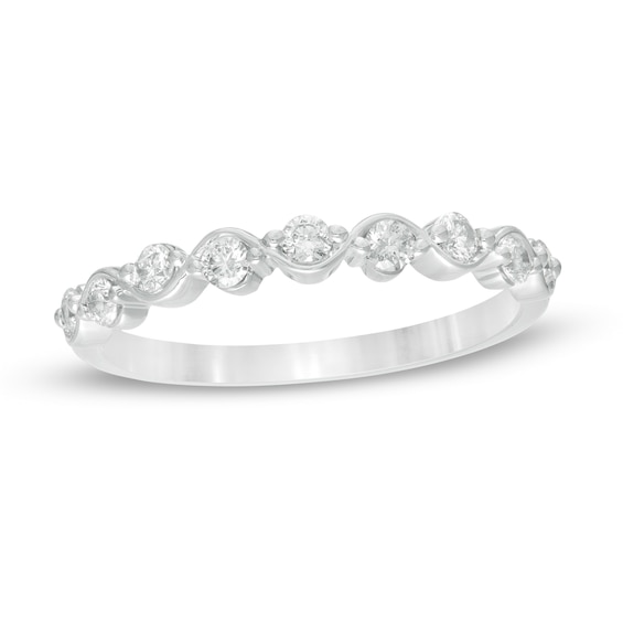 0.30 CT. T.W. Diamond Wavy Wedding Band in 10K White Gold