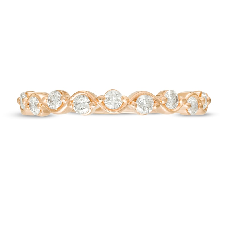 0.30 CT. T.W. Diamond Wavy Ribbon Wedding Band in 10K Rose Gold|Peoples Jewellers