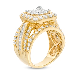 3.00 CT. T.W. Princess-Cut Composite Diamond Frame Multi-Row Engagement Ring in 10K Gold