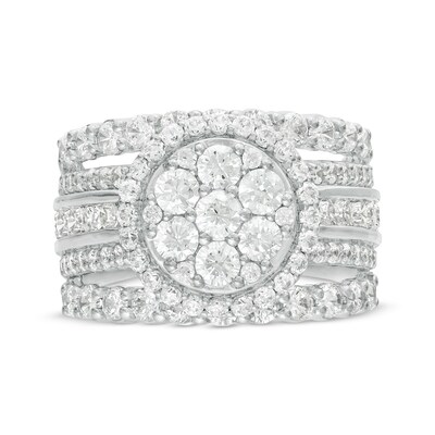 3.00 CT. T.W. Composite Diamond Frame Multi-Row Split Shank Engagement Ring in 10K White Gold