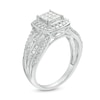 0.50 CT. T.W. Princess-Cut Composite Diamond Frame Multi-Row Vintage-Style Engagement Ring in 10K White Gold