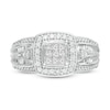 0.50 CT. T.W. Princess-Cut Composite Diamond Frame Multi-Row Vintage-Style Engagement Ring in 10K White Gold