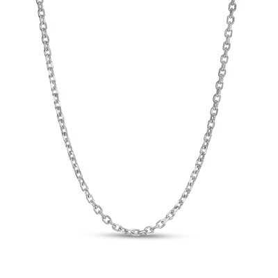 0.95mm Adjustable Diamond-Cut Cable Chain Necklace in Solid 10K White Gold - 22"