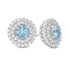 5.0mm Swiss Blue Topaz and Lab-Created White Sapphire Double Frame Stud Earrings in Sterling Silver