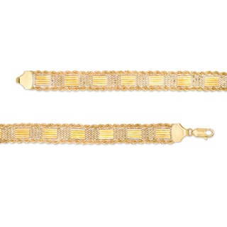 Bar and Beaded Link Rope Chain Border Bracelet in 10K Gold - 7.5"