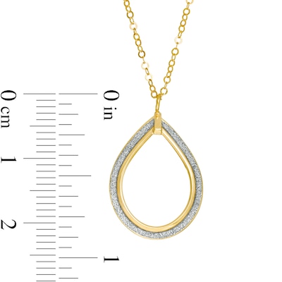 Glitter Enamel Open Teardrop Pendant in 14K Gold