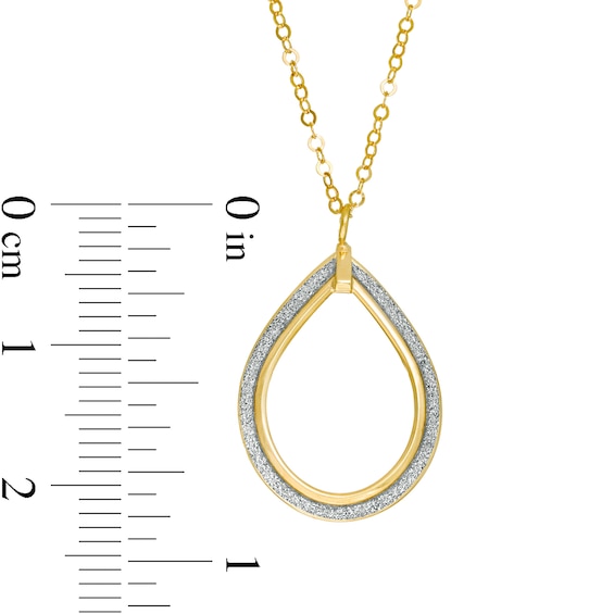 Glitter Enamel Open Teardrop Pendant in 14K Gold