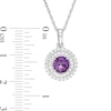 6.5mm Amethyst and Lab-Created White Sapphire Double Frame Pendant in Sterling Silver