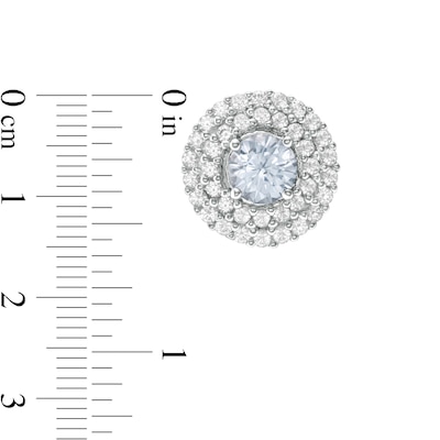 5.0mm Lab-Created Blue Spinel and White Sapphire Double Frame Stud Earrings in Sterling Silver