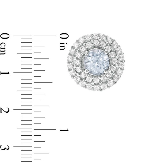 5.0mm Lab-Created Blue Spinel and White Sapphire Double Frame Stud Earrings in Sterling Silver