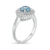 Thumbnail Image 2 of 6.5mm Swiss Blue Topaz and Lab-Created White Sapphire Double Frame Ring in Sterling Silver