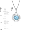 Thumbnail Image 1 of 6.5mm Swiss Blue Topaz and Lab-Created White Sapphire Double Frame Pendant in Sterling Silver