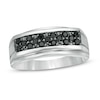 Thumbnail Image 0 of Men's 0.45 CT. T.W. Black Diamond Zig-Zag Anniversary Band in Sterling Silver