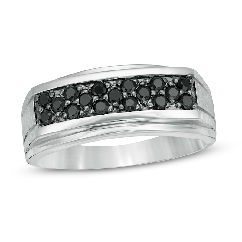 Men's 0.45 CT. T.W. Black Diamond Zig-Zag Anniversary Band in Sterling Silver|Peoples Jewellers