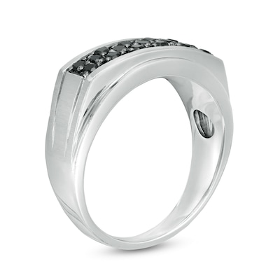 Men's 0.45 CT. T.W. Black Diamond Zig-Zag Anniversary Band in Sterling Silver